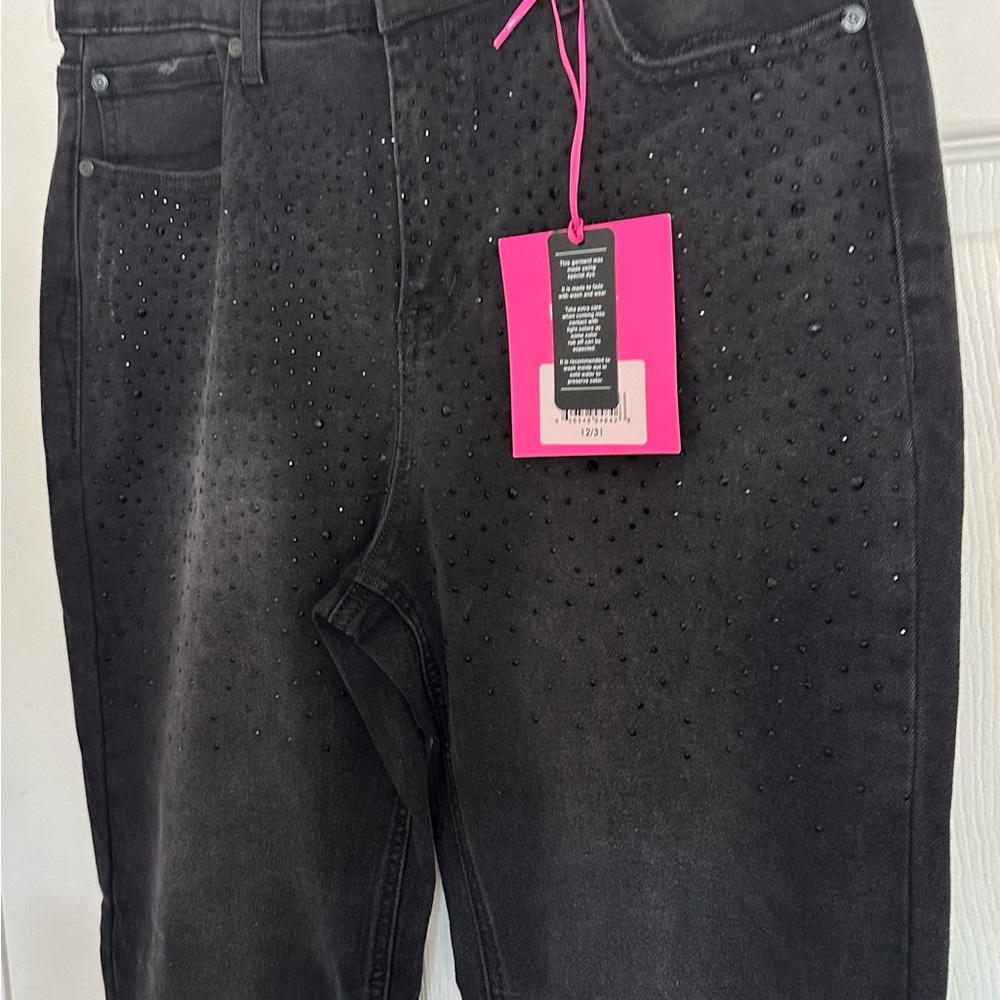 🆕One 5 One High Rise Flare Rhinestones Jeans - Picture 5 of 13